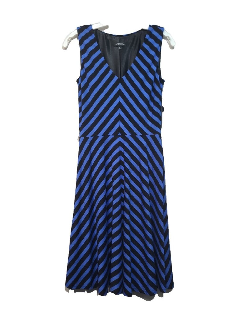 Tahari Dress ROYAL BLUE/BLACK Sleeveless Size 2 NWT A-Line